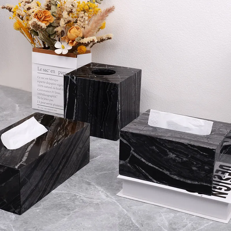Luxury Marble Tissue Box, Nordic Creative Desktop Napkin Holder, Minimalist Paper Dispenser for Home Living Room Hotel Decor