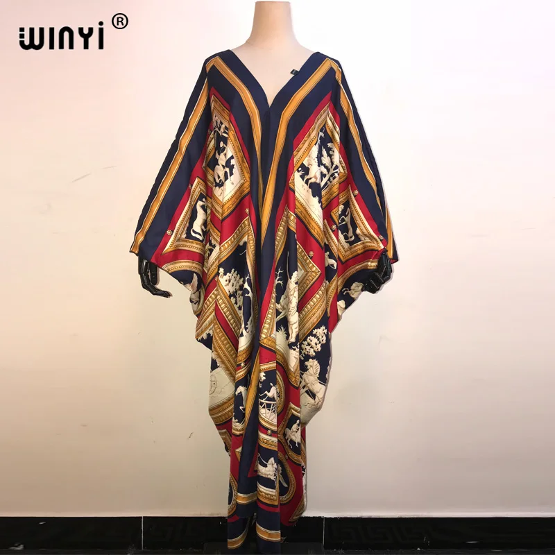 

WINYI summer blog Batwing Sleeve Dress Elegantes Middle East Muslim Abaya Lady maxi beach cover up Casual dress Beachwear Kaftan