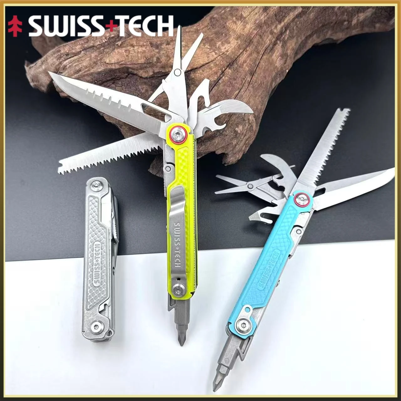 

Многофункциональный мини-нож SWISS TECH 11 в 1 с клипсой, складной, для выживания на природе, с ножницами и отверткой