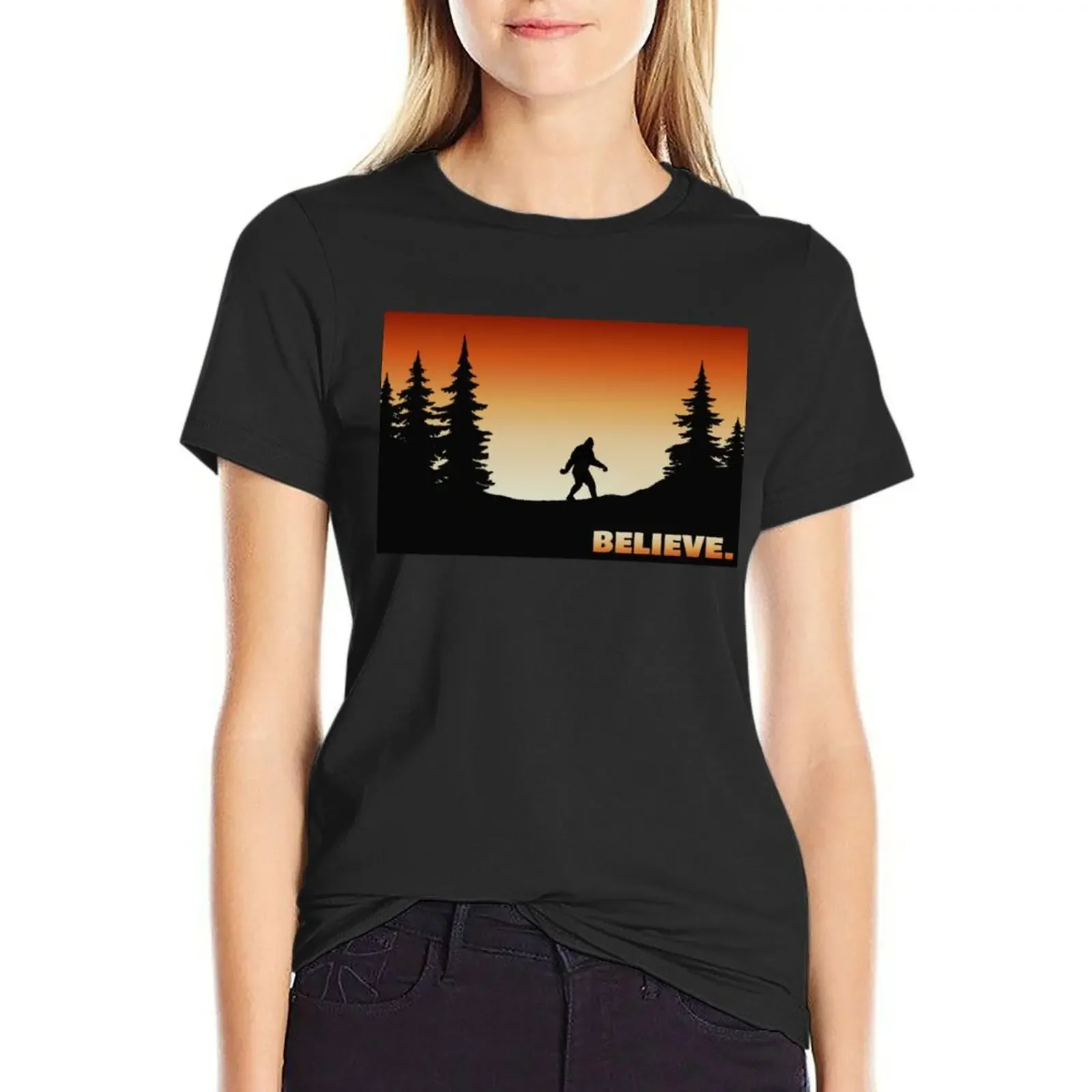 

Sasquatch Believe T-Shirt funny animal print female Woman clothes