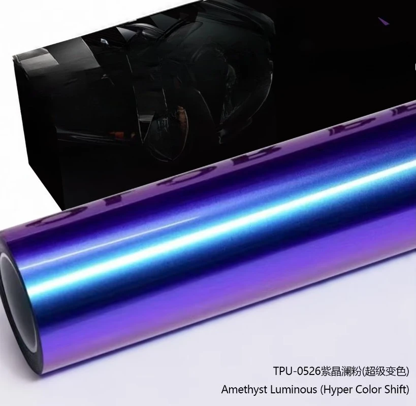 TPU Purple  Iridescence Glow Color PPF High Quality Car Film Color Gloss Ppf  Vinyl Wrap Film Car Ppf Tpu Self Healing 7.5MIL