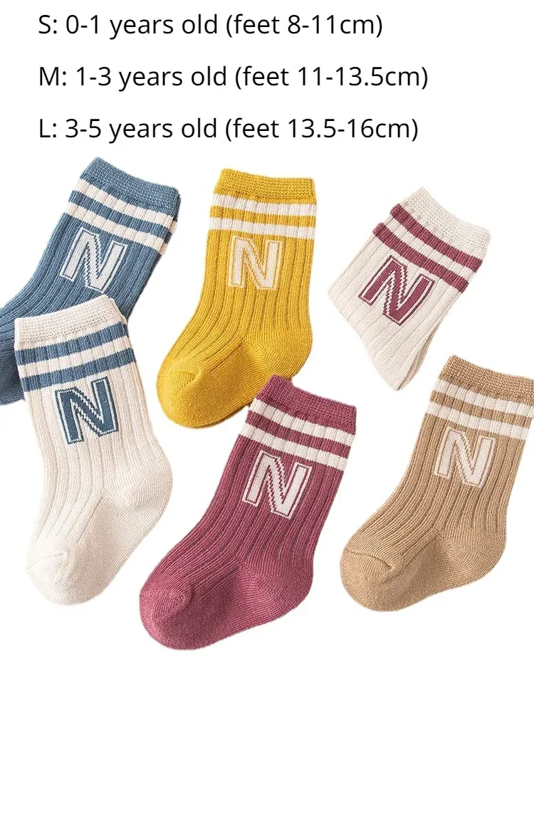 Fashion Stripped Baby Socks Korean Soft Cotton Breathable Elastic Middle Tube Socks Toddler Infant Kids Casual Short Socks