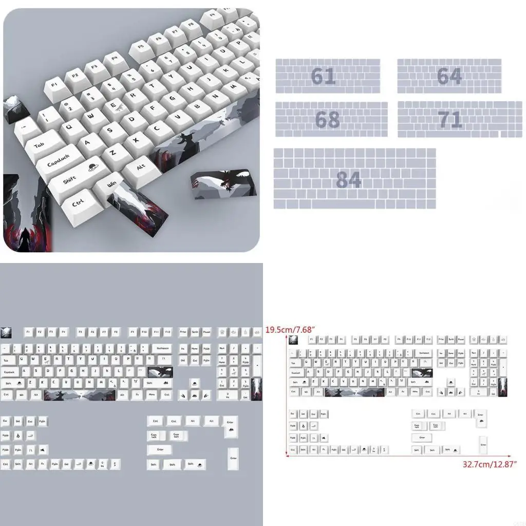 

G6DD толстые колпачки для ключей PBT Dye SUB Cherry, 130 клавиш, колпачки для GK61/68/75/84/980/104/108