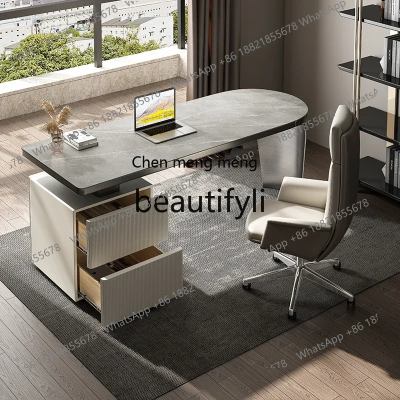 2003Light Luxury Rock Plate Desk Italian Minimalist Office Desk Designer High-end Sense Writing Desk