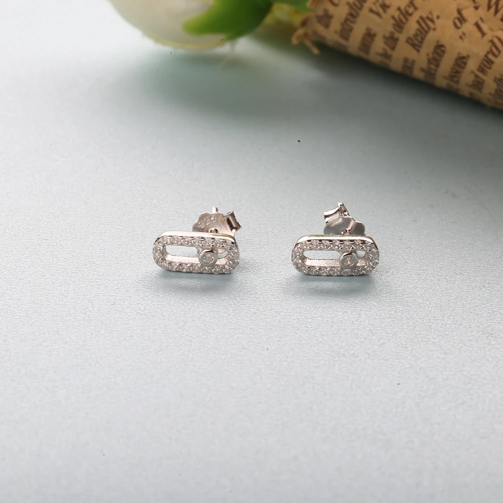 925 Sterling Silver Mini No-Move Stone Women Stud Earring High Quality Zircon Oval Earrings Fine Femme Trendy Minimalist Jewelry