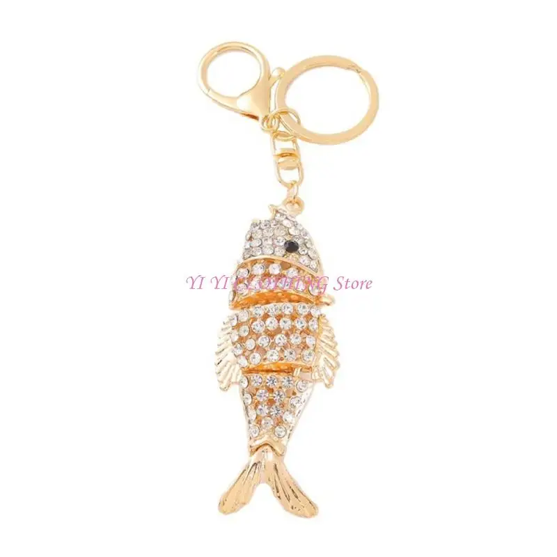 N5KF Luxurious Oceanic Keychain Collection 3 Sea Creature Designs 8 Fashionable Colors Sturdy Zinc Alloy Crystal Decors