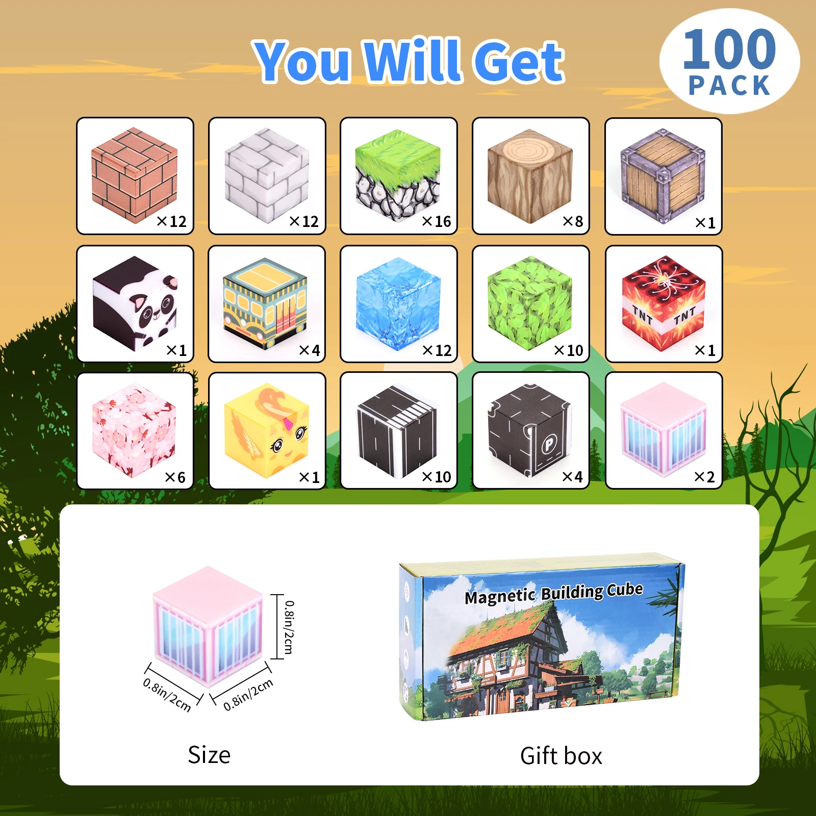 100 stuks aangepaste serie magnetische bouwstenen. Praat rijke kleuren, ze kunnen gemakkelijk worden geadsorbeerd en vrij worden gemonteerd, die hel