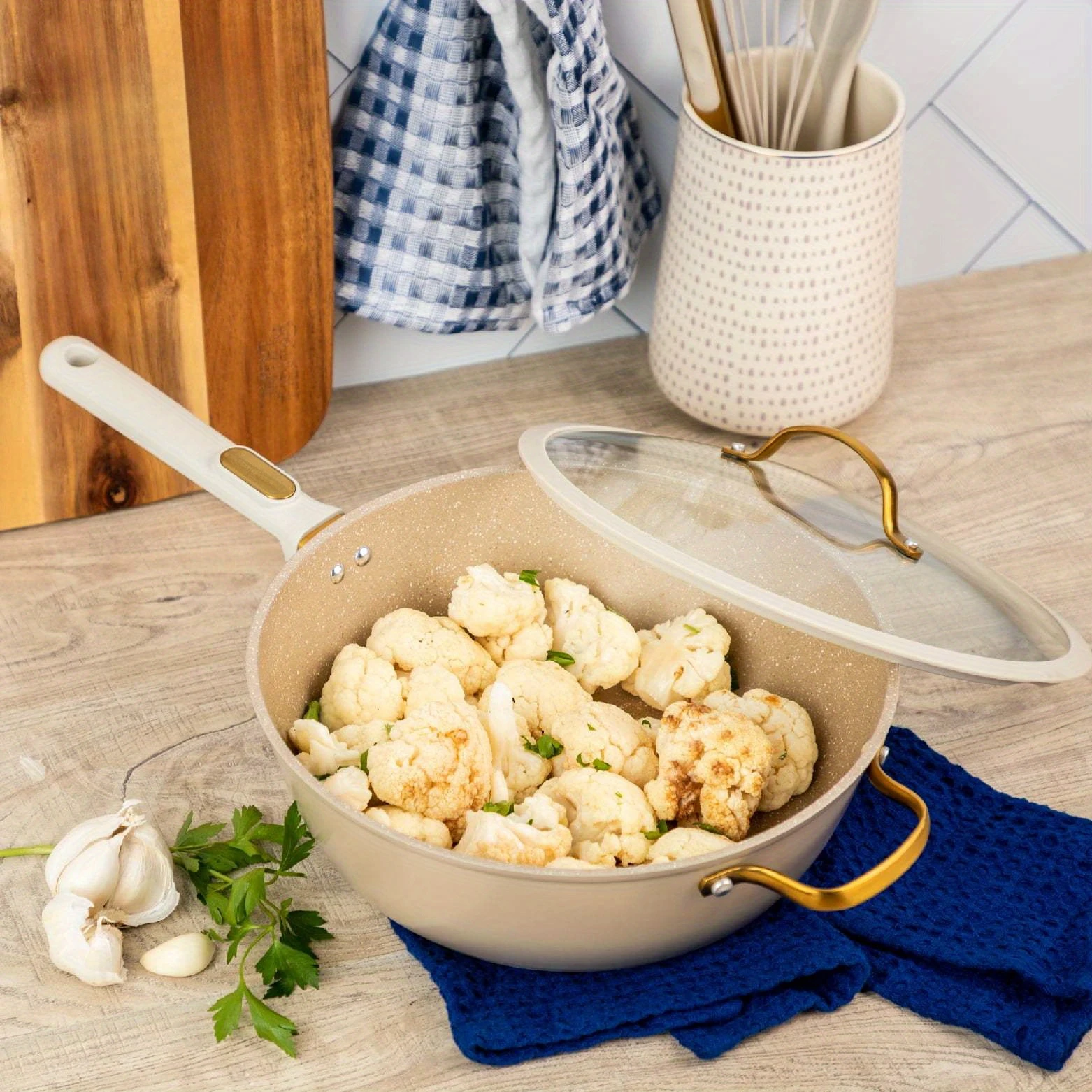 Non-Stick 5 QT Granite Saute Pan, Taupe