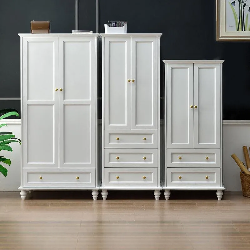 

Two-door wardrobe full solid wood small cabinet American small apartment bedroom children's groceries snacks storage locker