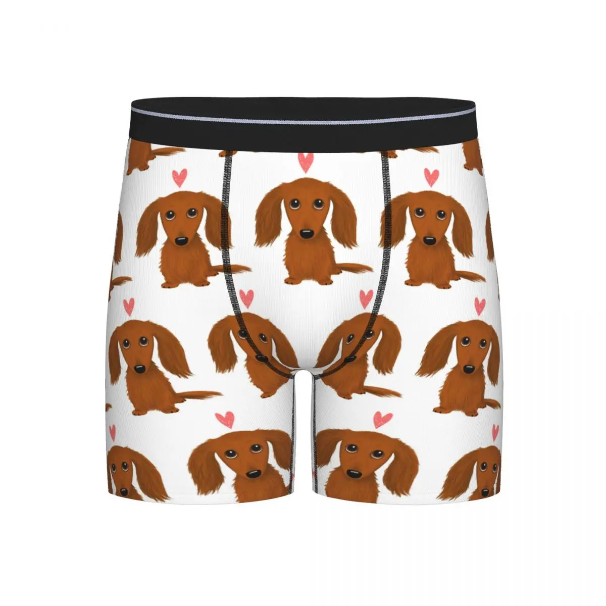 

Long Boxer Underpants Shorts Cute Longhaired Dachshund Cartoon Dog With Heart Panties Men Soft Underwear for Homme Man Boyfriend