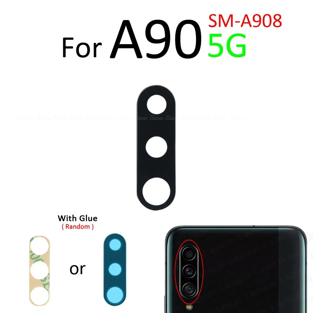 2pcs Rear Camera Lens Back Glass Cover With Sticker Glue For Samsung Galaxy A10 A10e A20 A20e A30 A40 A50 A70 A80 A90 5G Parts