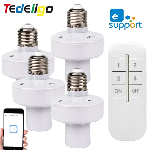 Soporte de lámpara inteligente eWeLink, interruptor de Control remoto inalámbrico, módulo de sincronización, funciona con luces E27 110V 220V para automatización del hogar inteligente
