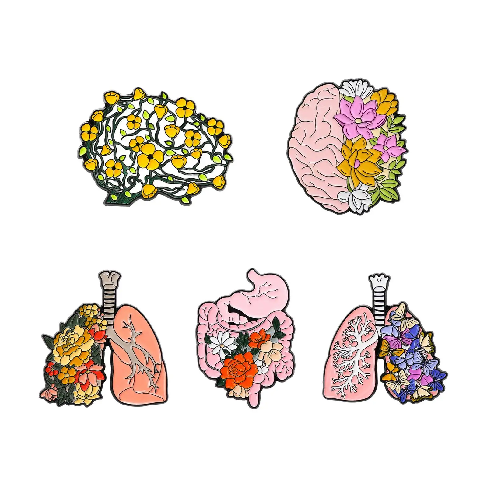 Human Organs Brooch Pin Alloy Lapel Badge Accessory for Women Nurse Cosplay Clothes Scarf Collar Backpack Hat Gift Decoration