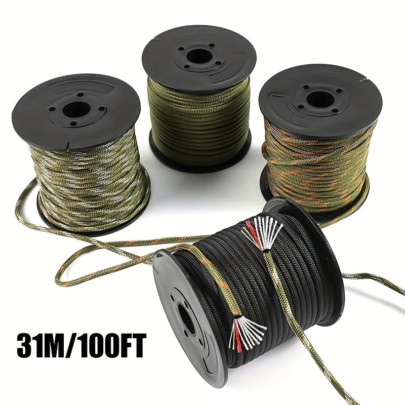 31M 10 cores paracord Parachute core Dia 4mm For Camping Survival Multifunctional  Hiking Tent Accessories