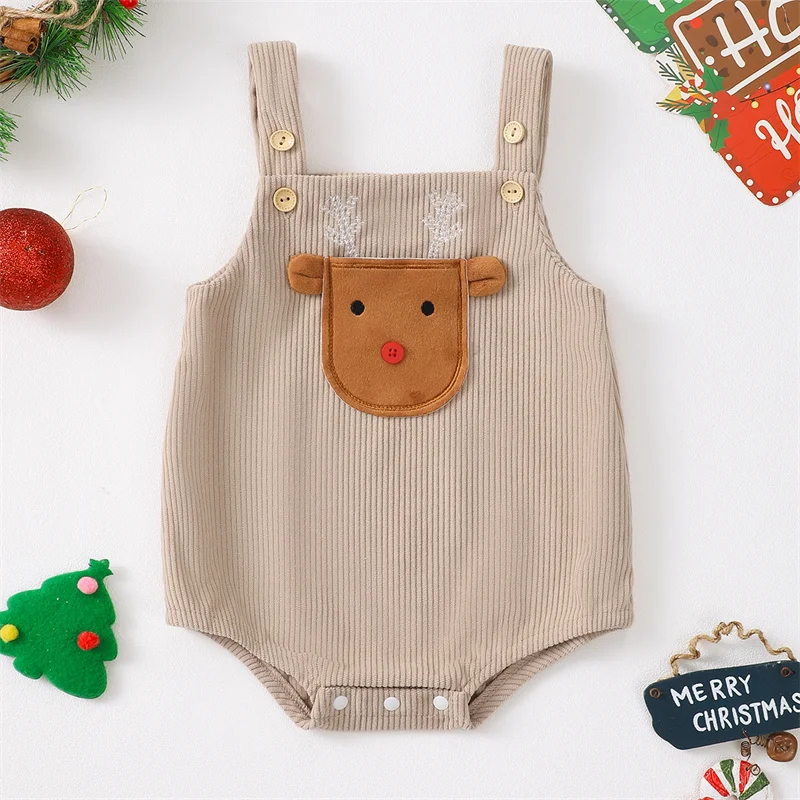 

Christmas Newborn Bodysuits Baby Sleeveless Corduroy Rompers Infant Clothing Fashion Onesies