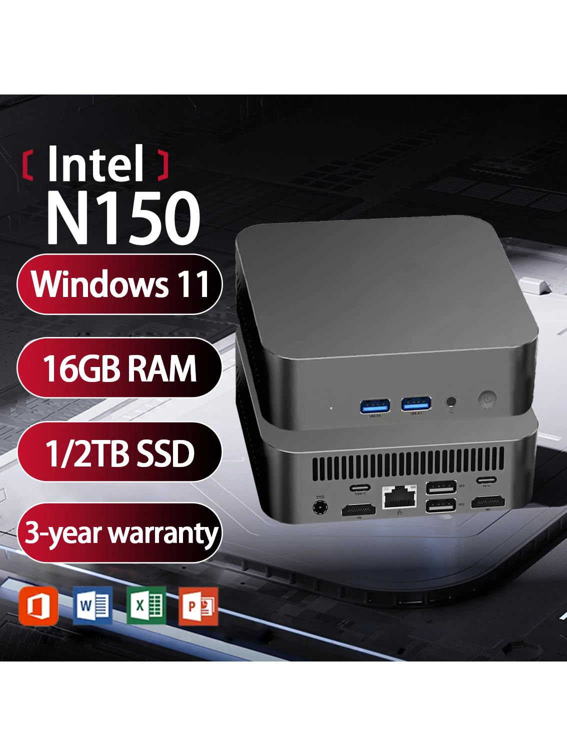 Neuer Intel N150 Mini-PC Windows 11 16GB 32GB RAM 1TB SSD Taschencomputer Gaming-Computer WiFi 6 Mini-Desktop Tragbarer PC Büro
