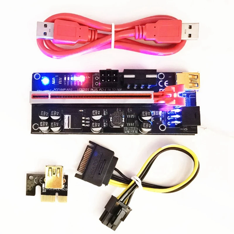 VER010S PLUS PCI-E 1X a 16X Cable de extensión de tarjeta elevadora, tarjeta gráfica de alta velocidad USB 3,0, 8 condensadores sólidos