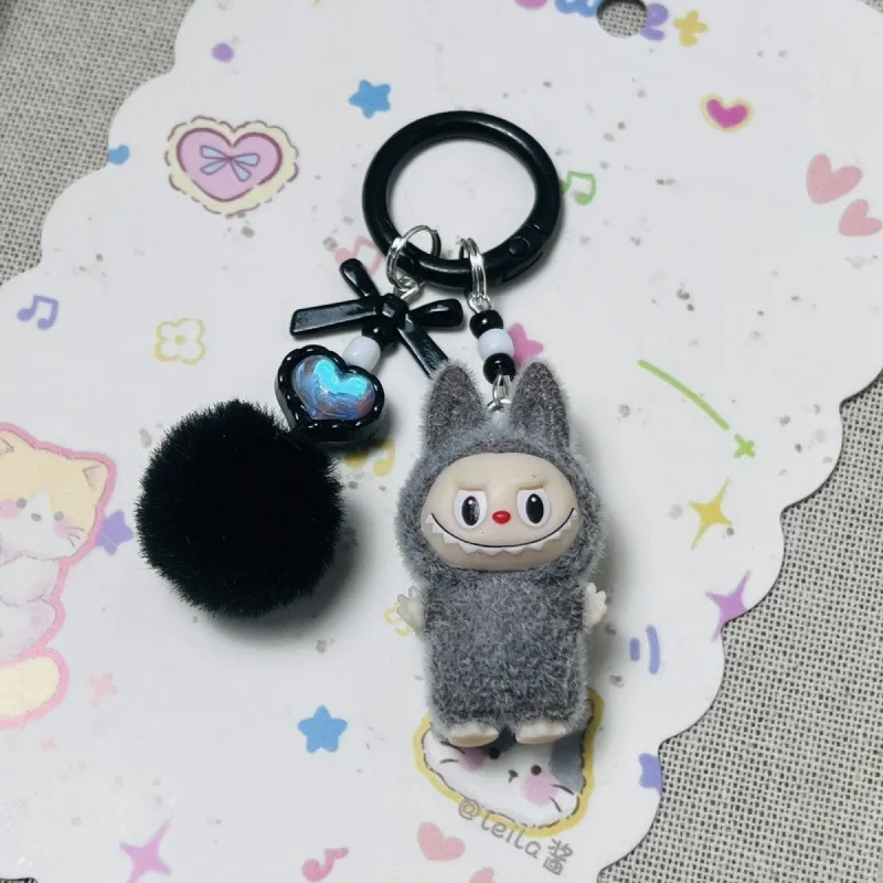 

New Mini Labubu Keychain Cartoon Cute Three-dimensional Doll Backpacks Decoration Pendant Car Key Chain Women and Men Gifts