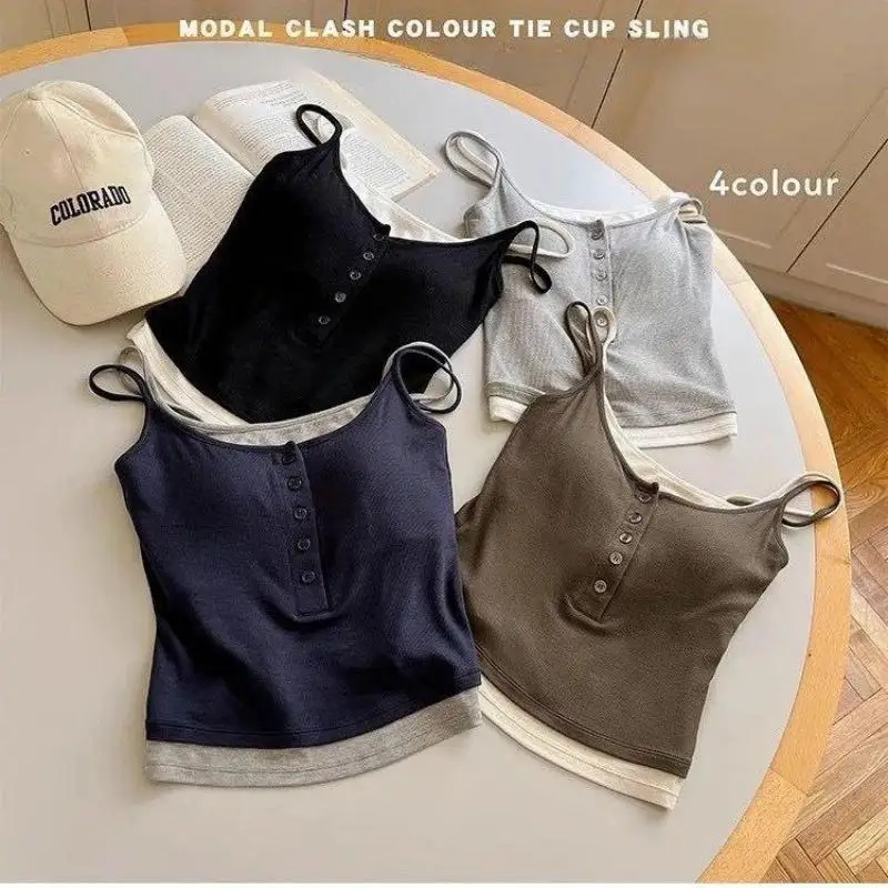 Women's Yoga Tank Top Two-piece Style Sports Camis Top With Push-up Bra Pads Breathable Quick Dry Workout Fitness Wear 5 Colors