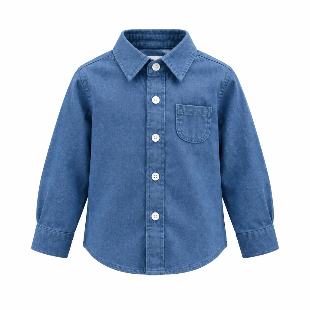 BJD Clothes Classic Plaid Button Up Shirt for 1/6 Doll, OB24 Clothes Japanese Style Long Sleeve Doll Shirt, Solid Blue, Doll Not