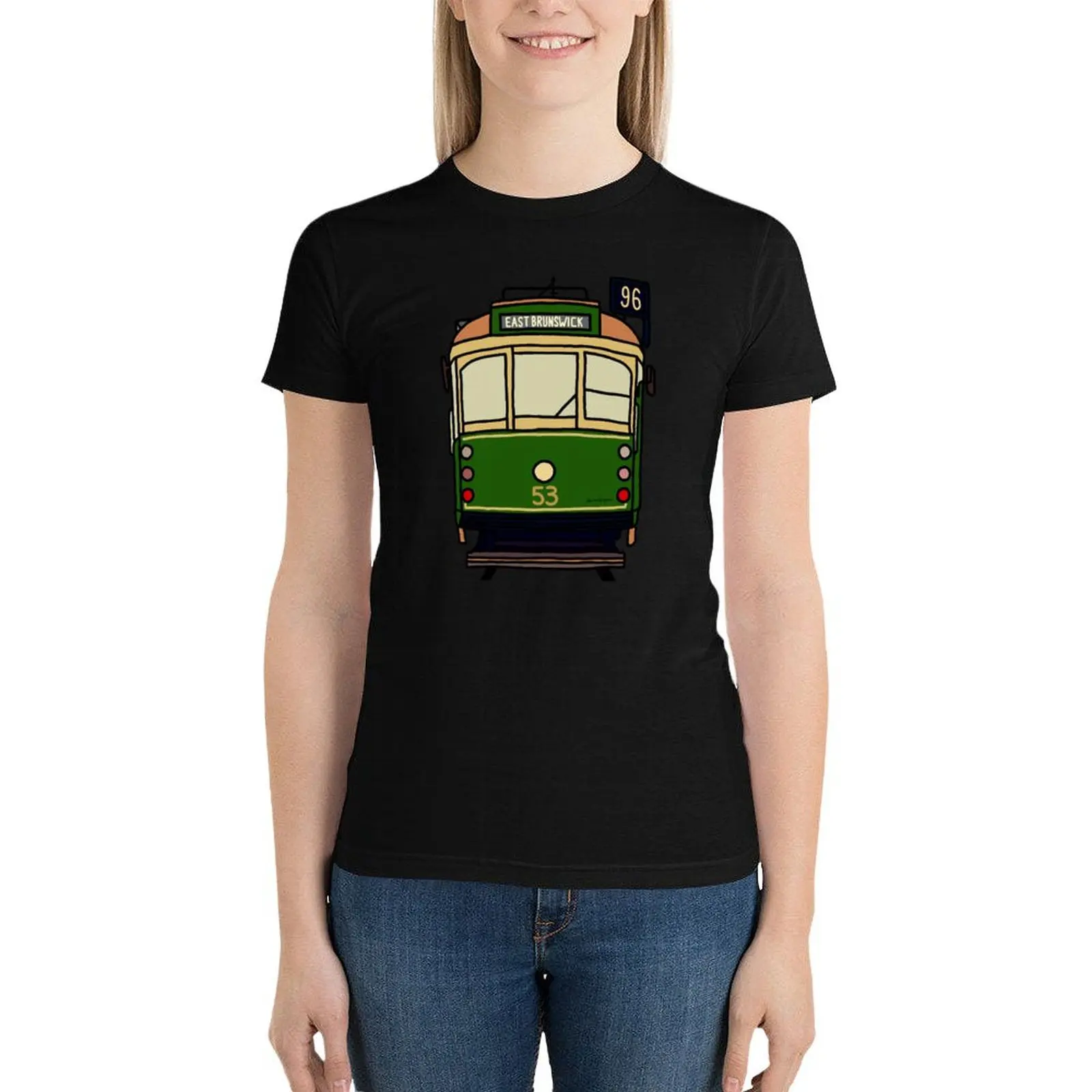 

Melbourne Tram - No.96 to Brunswick East T-Shirt female summer tops aesthetic clothes lady clothes Women clothes