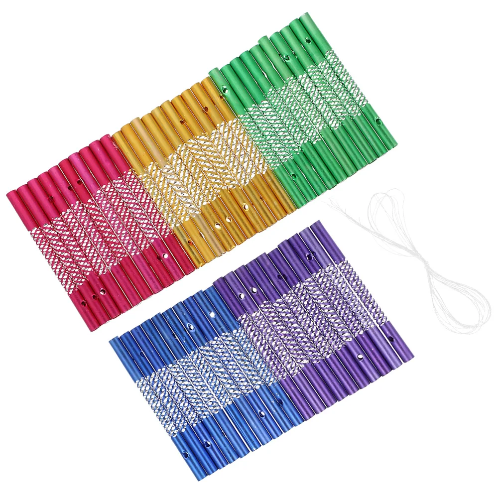 

1 set Metal Wind Chime DIY Supplies Hollow Aluminium Tubes Blue Purple Pink Green Yellow 2m Silver Wire Craft Toy Garden