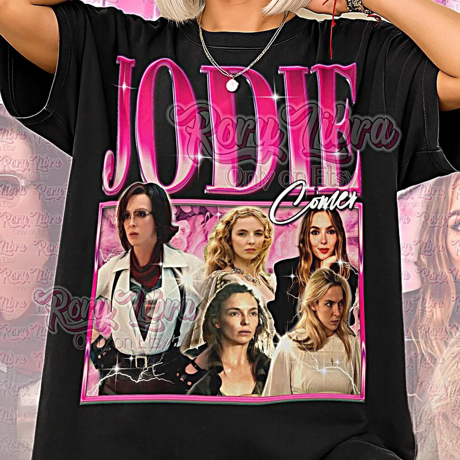 Jodie Comer Bootleg T Shirt Retro Killing Eve Star Femme Fatale Vibe Vintage Sweater vintage Washed Unisex fashion Versatile