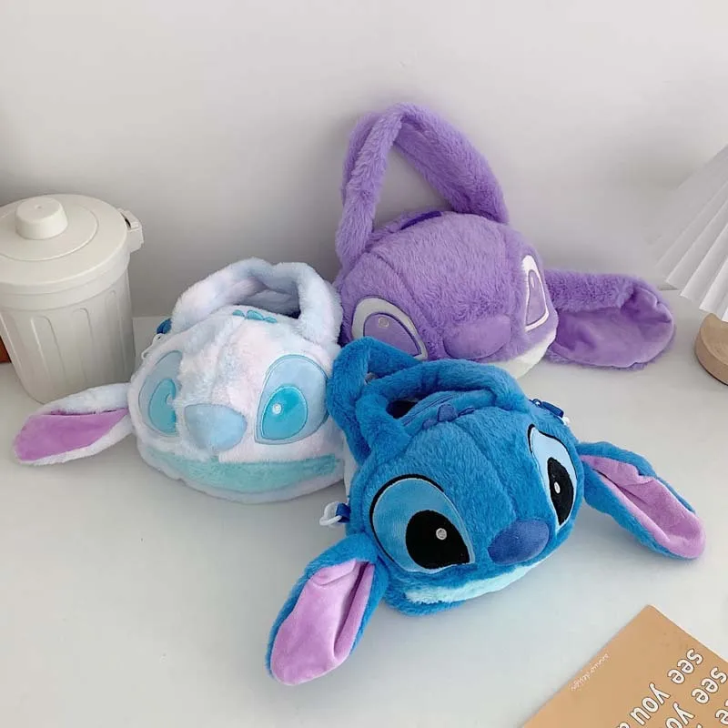 Disney New Lilo & Stitch Plush Toys Kawaii Plush Messenger Bag Girl Handbag Anime Stuffed Toys Children Cartoon Plushie Soft Bag