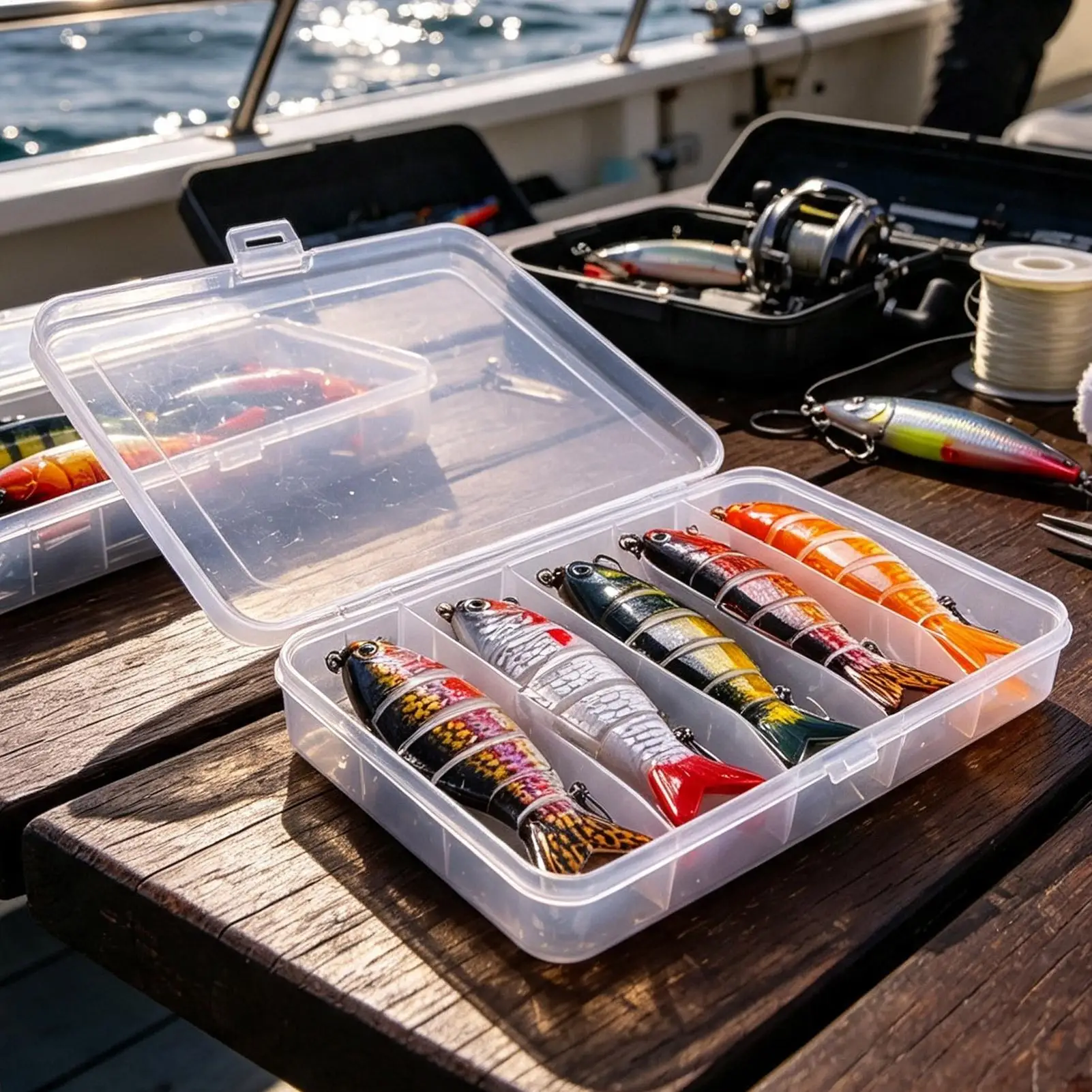Fishing Bait 5 Pieces 6-Segment 3D With Hooks Storage Swimbait Bass Bait Fishing Lures Kit For Outdoor Saltwater Sea Lake River