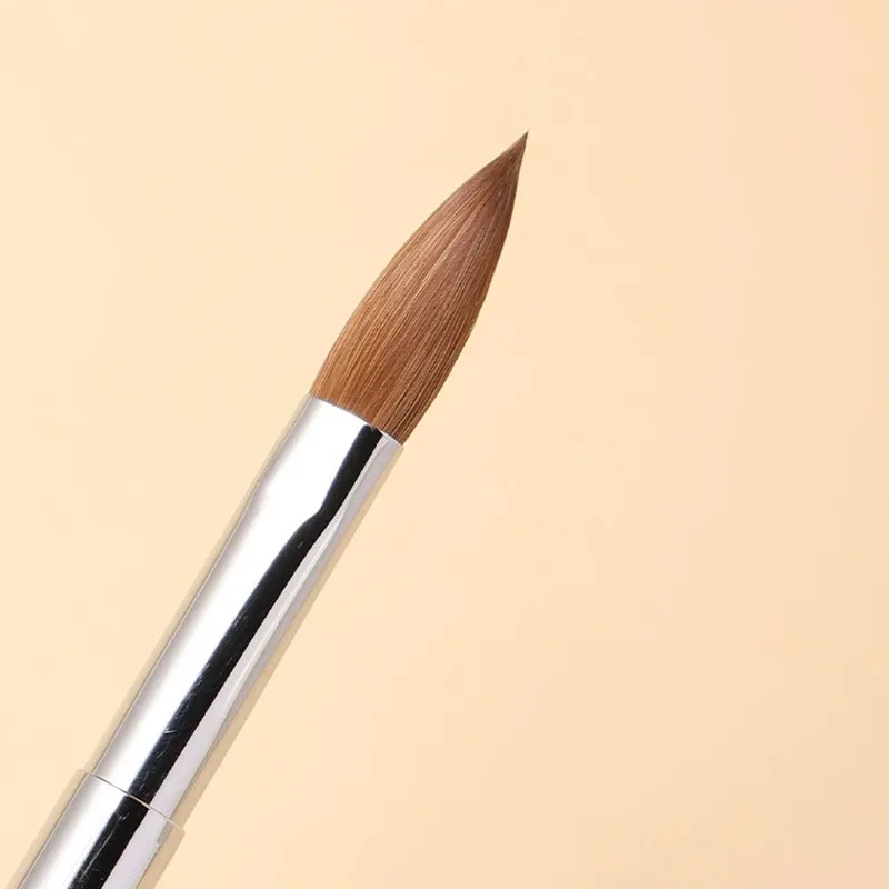 1個入り イエローハンドル コリンスキー毛 ネイルアートブラシ アクリル UVジェル カービングペンブラシ 液体パウダー DIY ネイルペイント 描画ツール