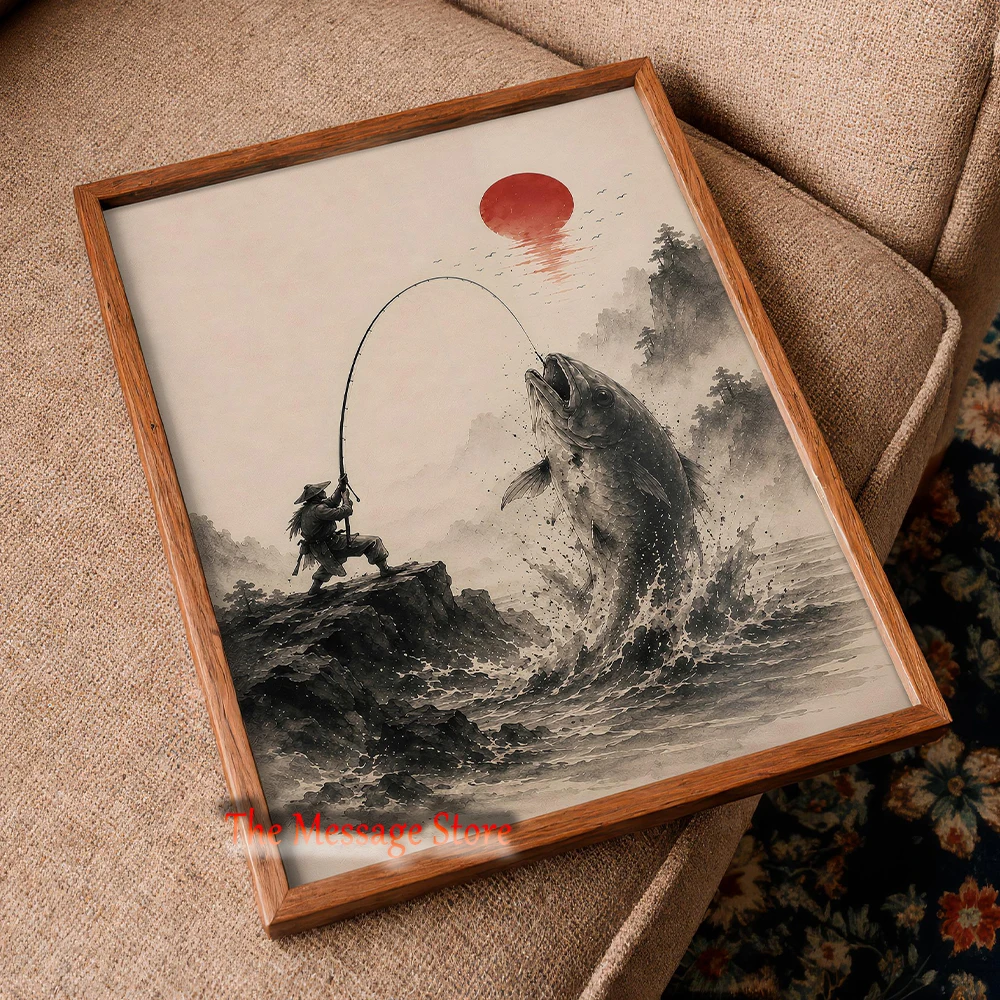 Seni Dinding Pemancing Samurai - Japanese Zen Lifestyle ulasan dan harga