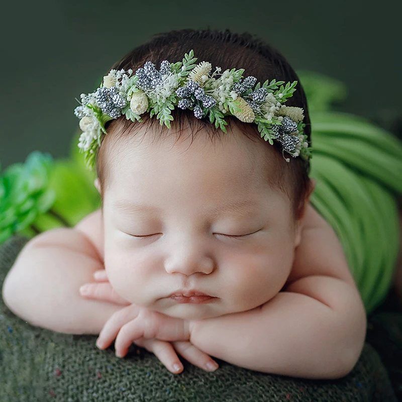 Babykopf Blumen fotografie Requisiten verstellbare künstliche Blume schießen Stirnband Neugeborene Foto Bogen Perle Kopf bedeckung Zubehör