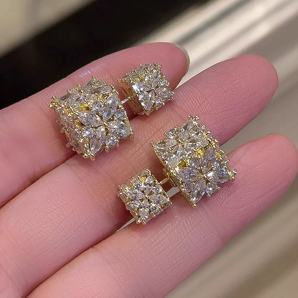 ZAKOL Luxuriöse Glänzende Zirkonia-Ohrringe für Damen, Quadratische CZ-Hängeohrringe, Brautschmuck für Hochzeiten und Partys – Detail 6