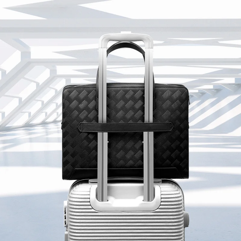 حقيبة يد الأعمال الأنيقة بسيطة وأنيقة حقيبة ساعي الرجال حقائب جلدية للرجال موضة الاتجاه الطبقة العليا جلد البقر حقيبة رجالية #3