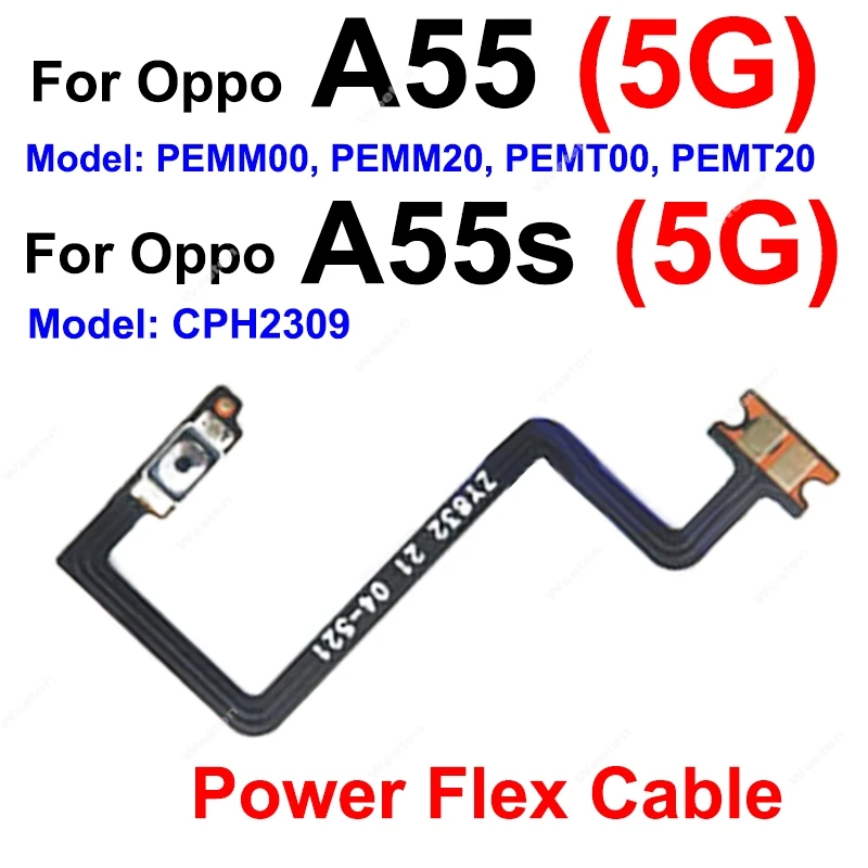 For OPPO A52 A53 A53s A54 A55 A55s 4G 5G On OFF Power Volume Buttons Side Button Volume Power Key Flex Cable Replacement