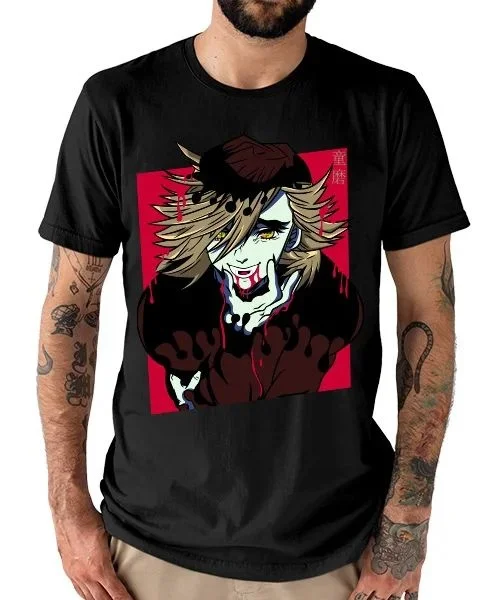 2026 New Demon Slayer Kyojuro Rengoku Printed Short Sleeve T-shirt Men's and Women's T-shirt Men's Tops Sports T-shirt Harajuku
