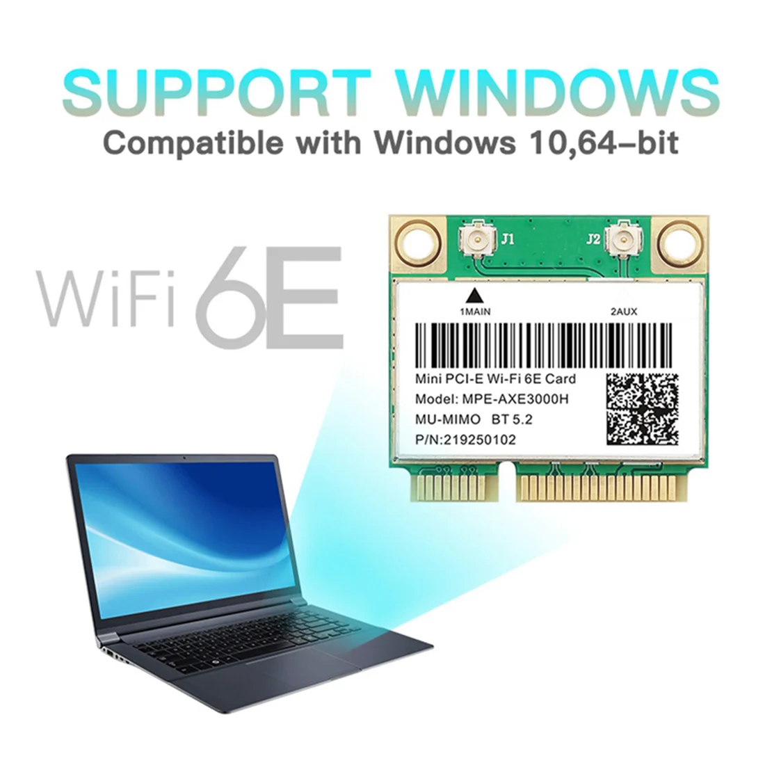 Беспроводная карта 5374 Мбит/с, Wi-Fi 6E, AX210 Mini PCIE, Wi-Fi Карта Bluetooth 5,2 802.11AX 2,4G/MPE-AXE3000H/6 ГГц Wlan Wi-Fi карта