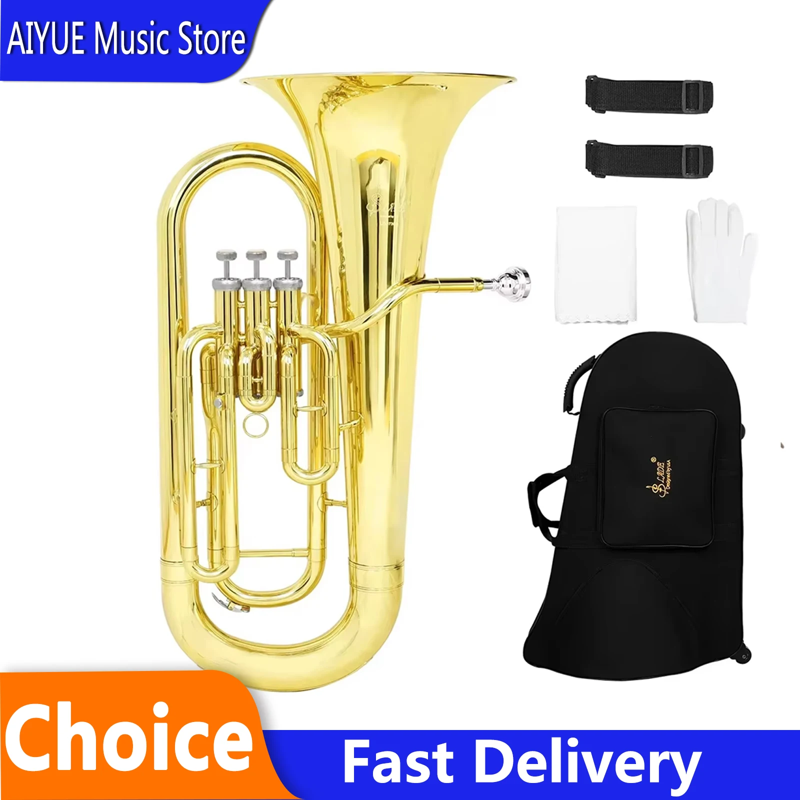 Baritone Horn B-flat Baritone Brass Lacquered Gold Tenor Horn Tenor Horn Performance  Professional Bariton HornBrass Instrument