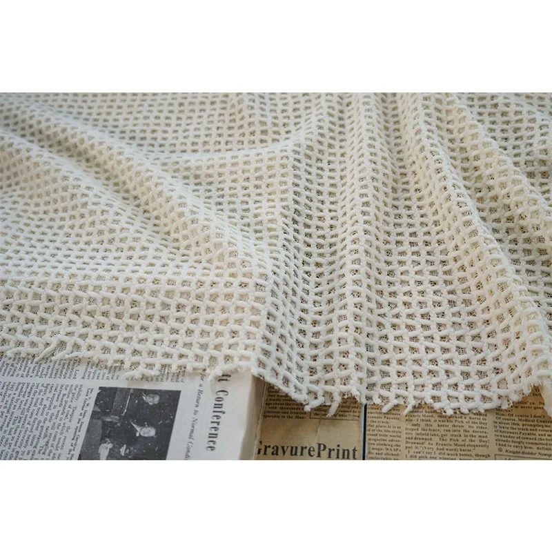 Small Square Embroidered Hollow-out Lace Fabric For Dress Clothing Designer Fabric By The Meter