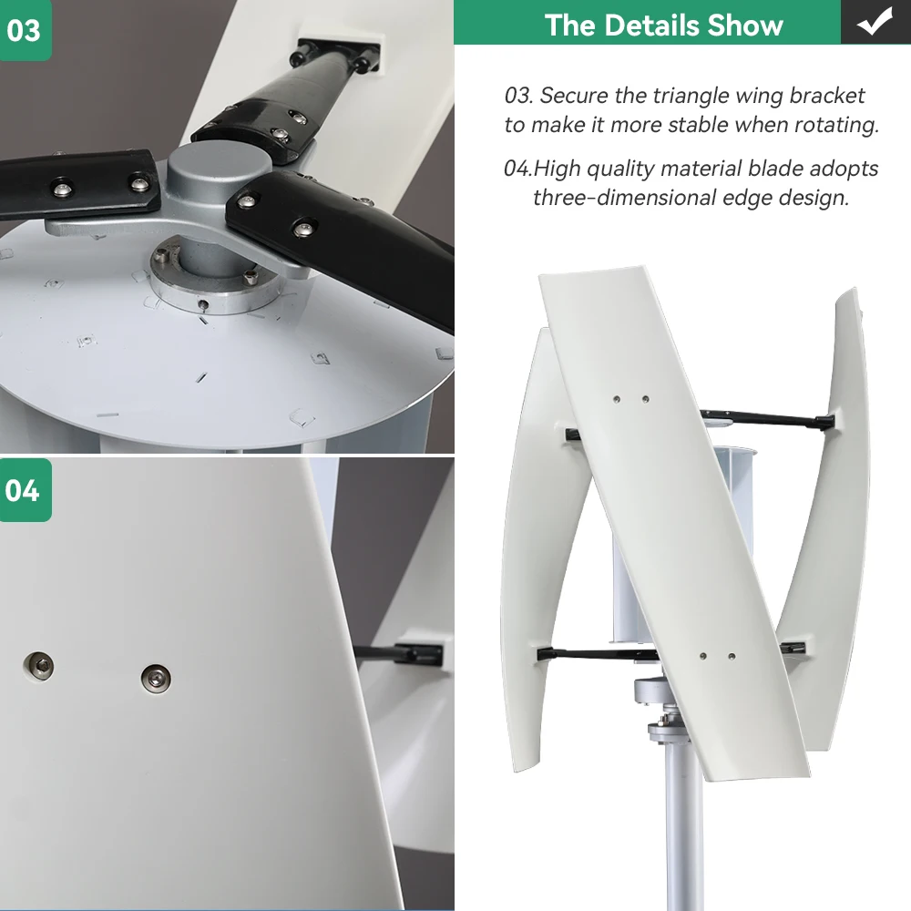 Imagem -06 - Turbina Eólica com Eixo Vertical para Uso Doméstico Maglev Gerador de Alta Tensão 5kw 2000w 12v 24v 48v Controlador de Carga Híbrido