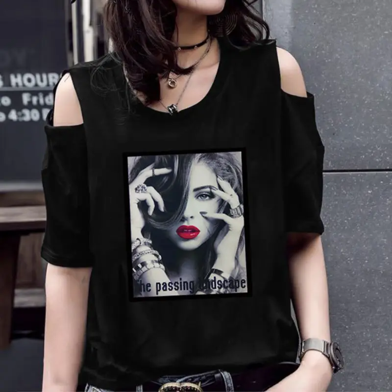 Sexy Clothes Women T-shirt Summer 100 Cotton Midi Korean Top Short Sleeve Graphic Aesthetic Loose Fashion Pulover T Shirt Casual