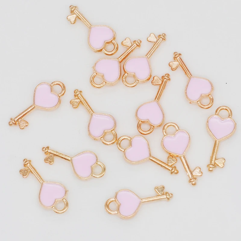 20 pz smalto cuore chiave serratura Charms amore coppia appeso ciondoli pendenti per fai da te braccialetto collana orecchini creazione di gioielli