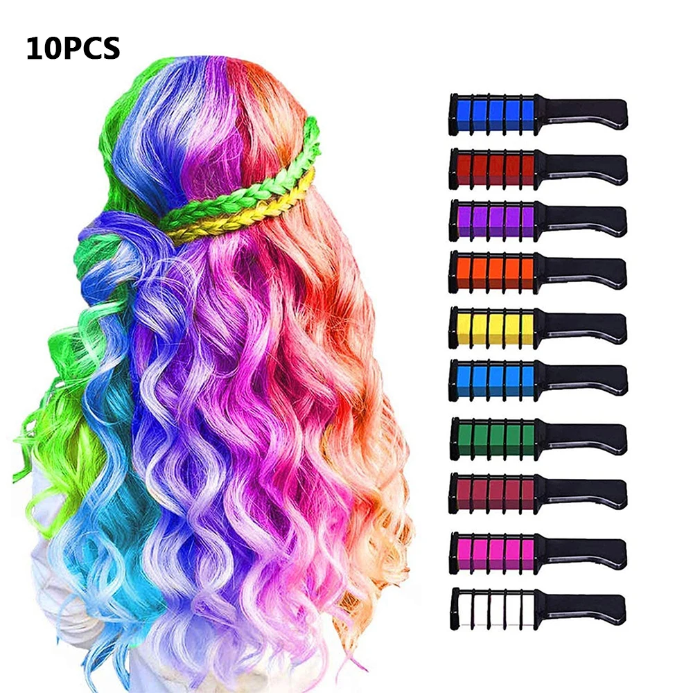 

10 Color Hair Chalk for Girls Makeup Kit New Comb Temporary Washable Color Dye for Birthday Halloween Christmas Toys for Kids