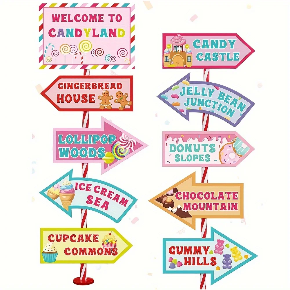 20 PCS Candyland Party Decorations-Candy Land Party Signs-Welcome Candyland Birthday Party Photo Prop-Sweet Candy Theme Party