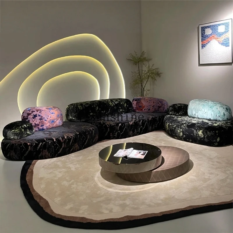 minimalist fabric special-shaped living room large apartment module combination design, personalized and creative pebble sofa