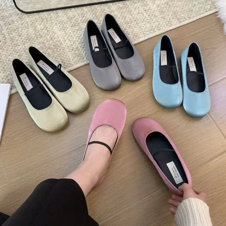 Bailamos Tabi Ninja Moccasins Ballet Flats Round Split Toe Shallow Women Single Shoes Slip On Loafers Female Casual Soft Dress S