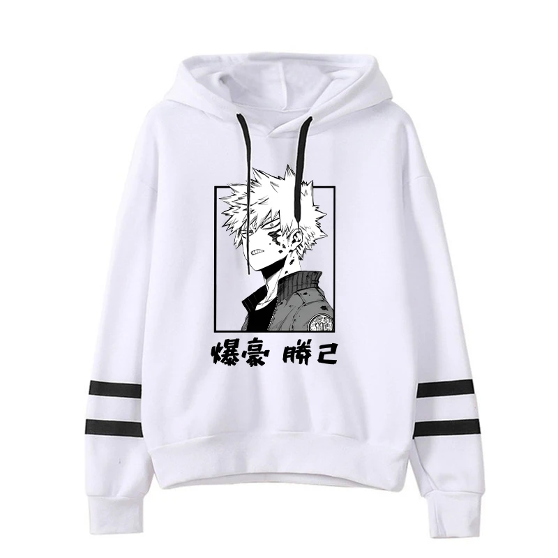 Women'S Men's Winter Autumn Fashion Hooded Casual Anime Bakugou Katsuki Printed Long Sleeve Stripe Hoodies Sweatshirts Loose Top