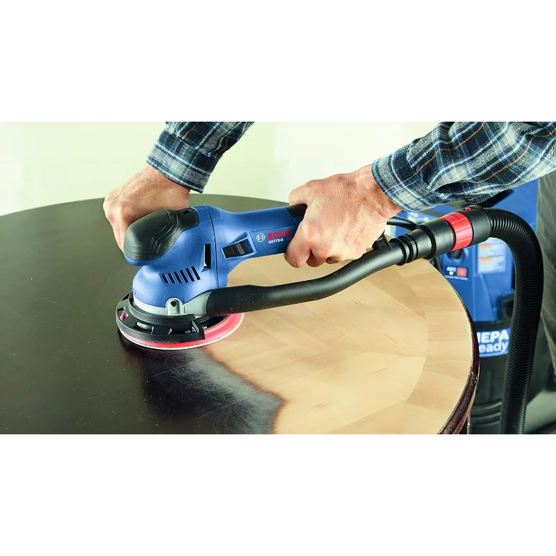 Lixadeira orbital elétrica BOSCH GET75-6N, polidora - 7,5 Amp, com fio, tamanho de disco de 6 polegadas - modo duplo: órbita aleatória e turbo