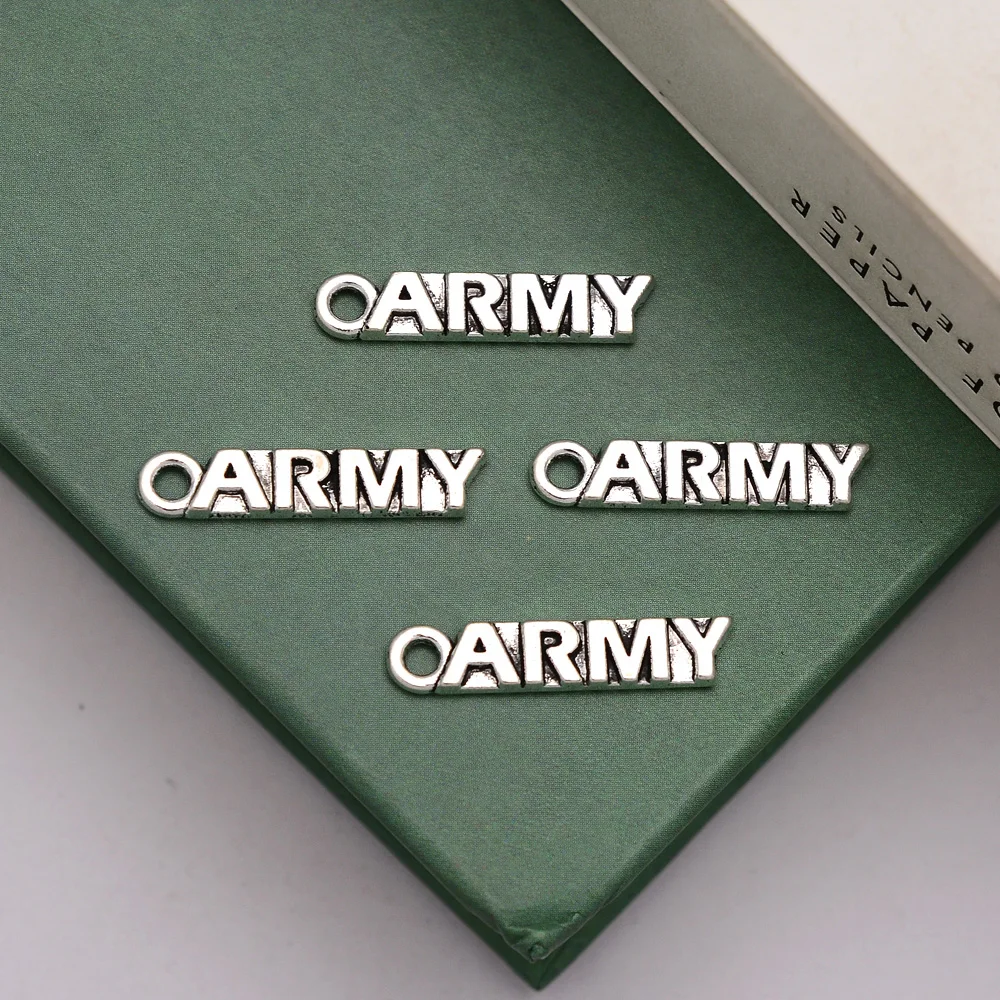 20 unids/lote-4x22mm colgantes de dijes del ejército Vintage para hacer joyería Diy suministros accesorios Artesanías hechas a mano
