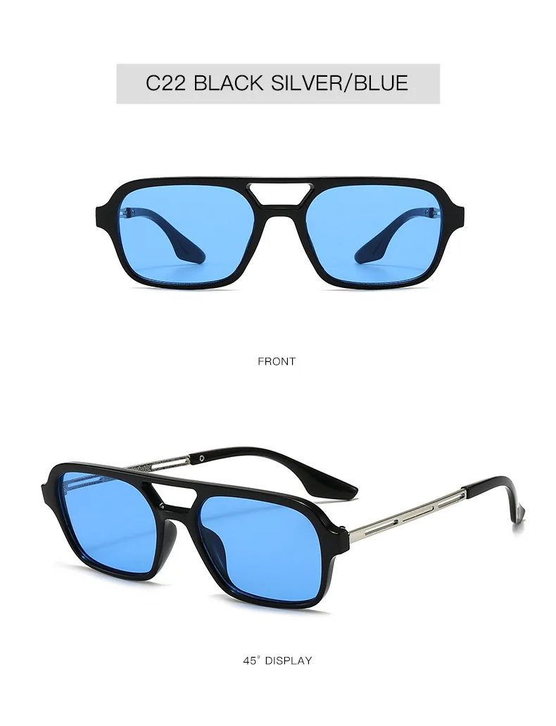 Neue Vintage Quadratische Sonnenbrille für Damen und Herren Marken-Rechteck-Sonnenbrille Ovale Brillen für Männer und Frauen – Detail 27
